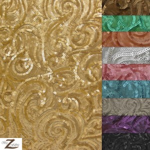 Curly Sequins Mesh Fabric