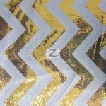 Chevron Zig Zag Sequins Taffeta Fabric Gold White