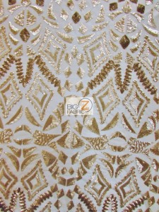 Aztec Sequins Dress Lace Fabric Matte Gold