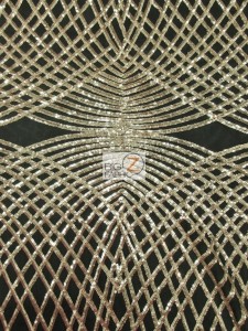 Unique Diamond Lace Sequin Dress Fabric Gold