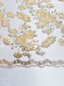 Lovely Roses Floral Sequins Lace Fabric Close Up