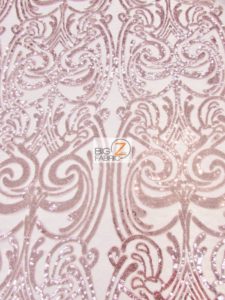 Angel Damask Sequins Sheer Lace Fabric Dusty Rose