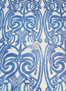 Angel Damask Sequins Sheer Lace Fabric Royal Blue