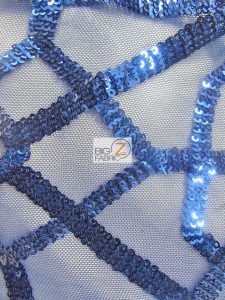Geometric Dubai Sequins Fabric Royal Blue