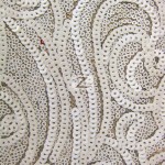 Curly Sequin Mesh Fabric White