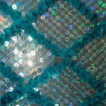 Diamond Ruffle Satin Sequin Fabric Turquoise