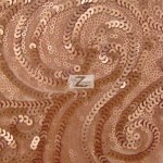 Curly Sequin Mesh Fabric Dusty Rose