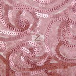 Curly Sequin Mesh Fabric Pink