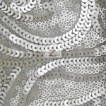 Curly Sequin Mesh Fabric Silver