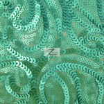 Curly Sequin Mesh Fabric Teal