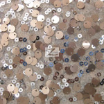 2 Tone Micro Disk Sequins Mesh Fabric Champagne Silver