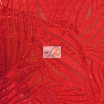 Designer Evening Dress Lace Sequins Fabric Red
