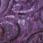 Curly Sequin Mesh Fabric Purple