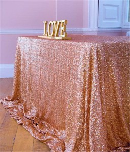 Brush Pink Sequin Fabric Table Cloth