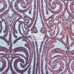 Angel Damask Sequins Sheer Lace Fabric Burgundy