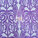 Angel Damask Sequins Sheer Lace Fabric Purple