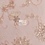 Appealing Snowflake Sequins Dress Fabric Coral