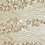 Cosmic Hollywood Wavy Floral Sequins Fabric Gold
