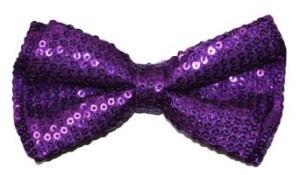 Purple Shiny Sequins Fabric Cute Bow