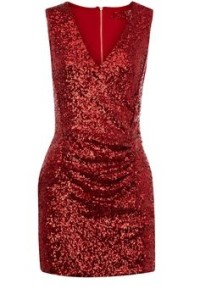Red Scale Sequin Fabric Christmas Dress