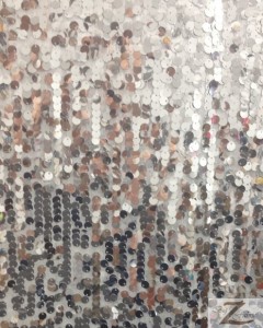 Silver Dangling Sequins Mesh Fabric
