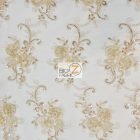 Stunning Dahlia Floral Sequins Lace Fabric Champagne