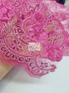 Stunning Dahlia Floral Sequins Lace Fabric Close Up