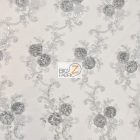 Stunning Dahlia Floral Sequins Lace Fabric Gray