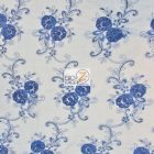 Stunning Dahlia Floral Sequins Lace Fabric Royal