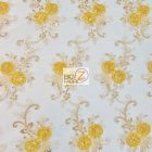 Stunning Dahlia Floral Sequins Lace Fabric Yellow