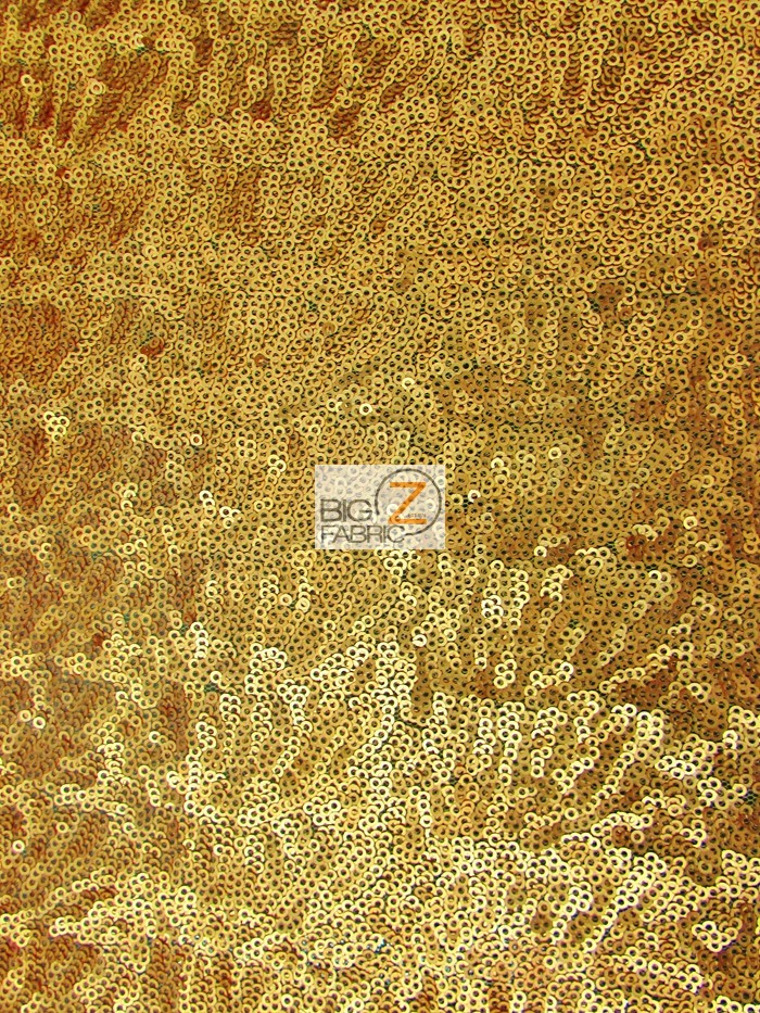 Brush Gold Mini Disc Sequin Nylon Mesh Fabric